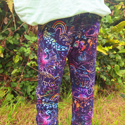 Neon Dinosaur cuffed leggings