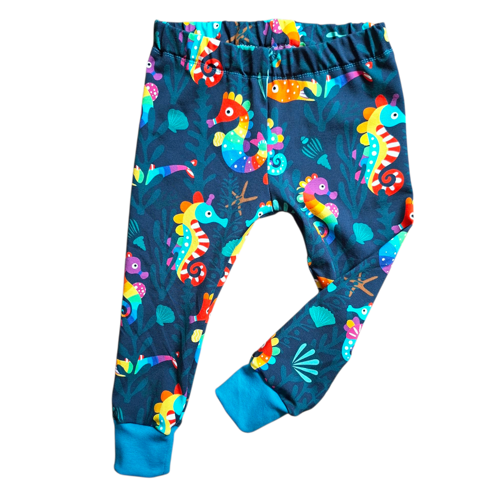 Kids' Rainbow Seahorse Cuffed Leggings