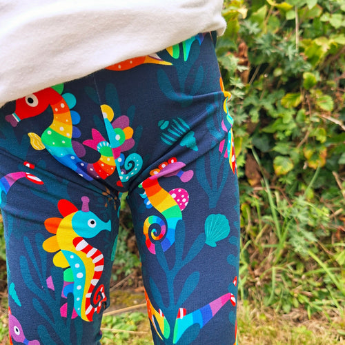 Kids' Rainbow Seahorse Cuffed Leggings