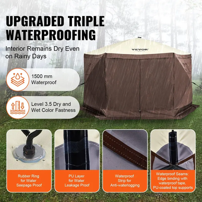 Camping Screen Gazebo Tent, 6-Sided Pop-Up Shelter, Mesh Windows, Portable, Carry Bag & Stakes