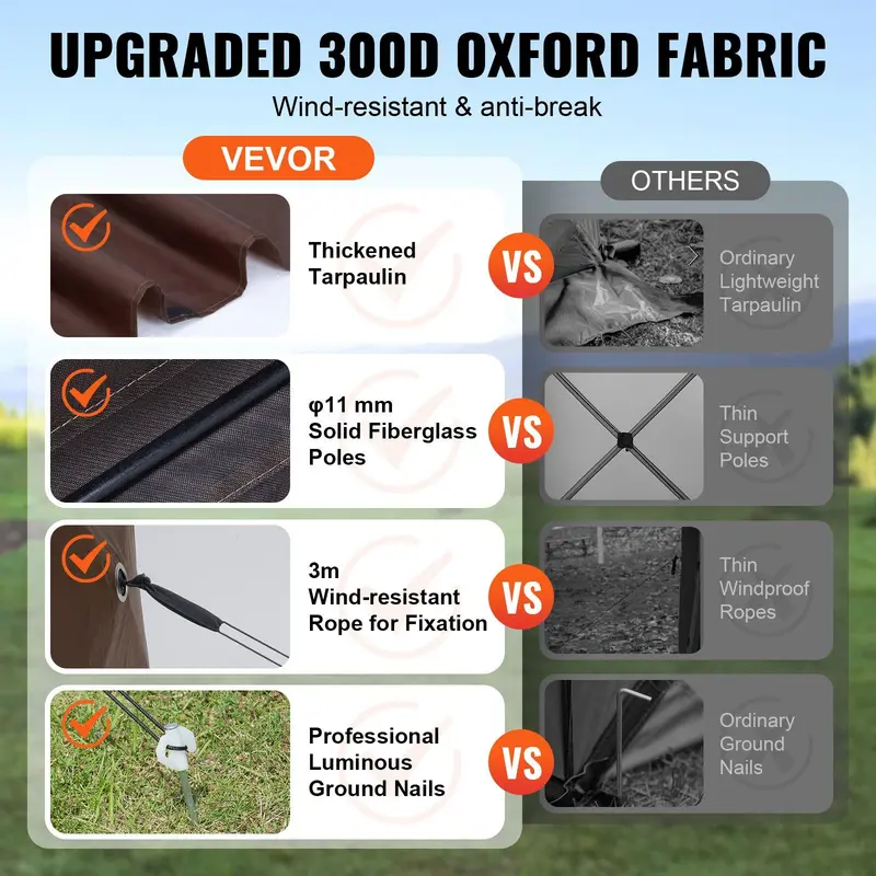 Camping Screen Gazebo Tent, 6-Sided Pop-Up Shelter, Mesh Windows, Portable, Carry Bag & Stakes