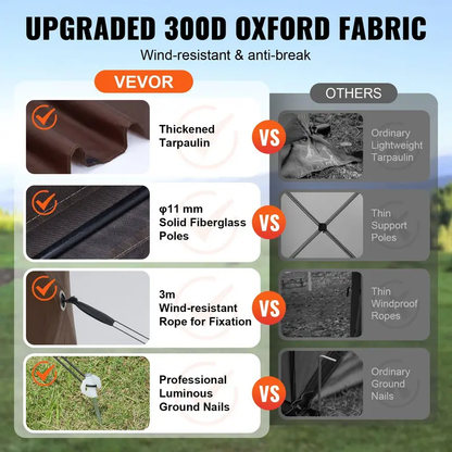 Camping Screen Gazebo Tent, 6-Sided Pop-Up Shelter, Mesh Windows, Portable, Carry Bag & Stakes
