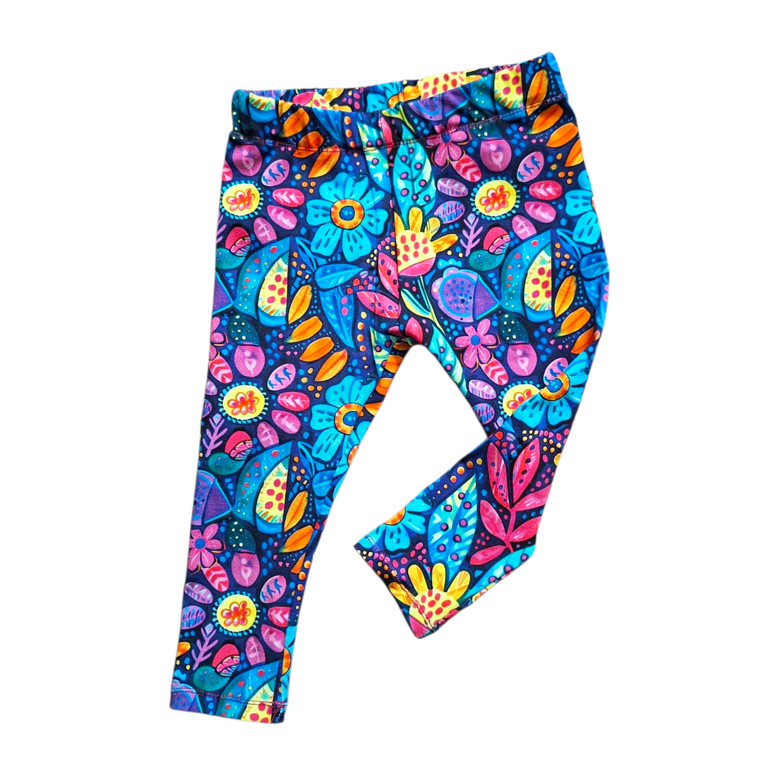 Neon Floral Print Hemmed Leggings