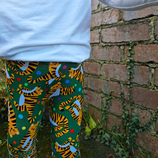 Tiger cuffed leggings for children