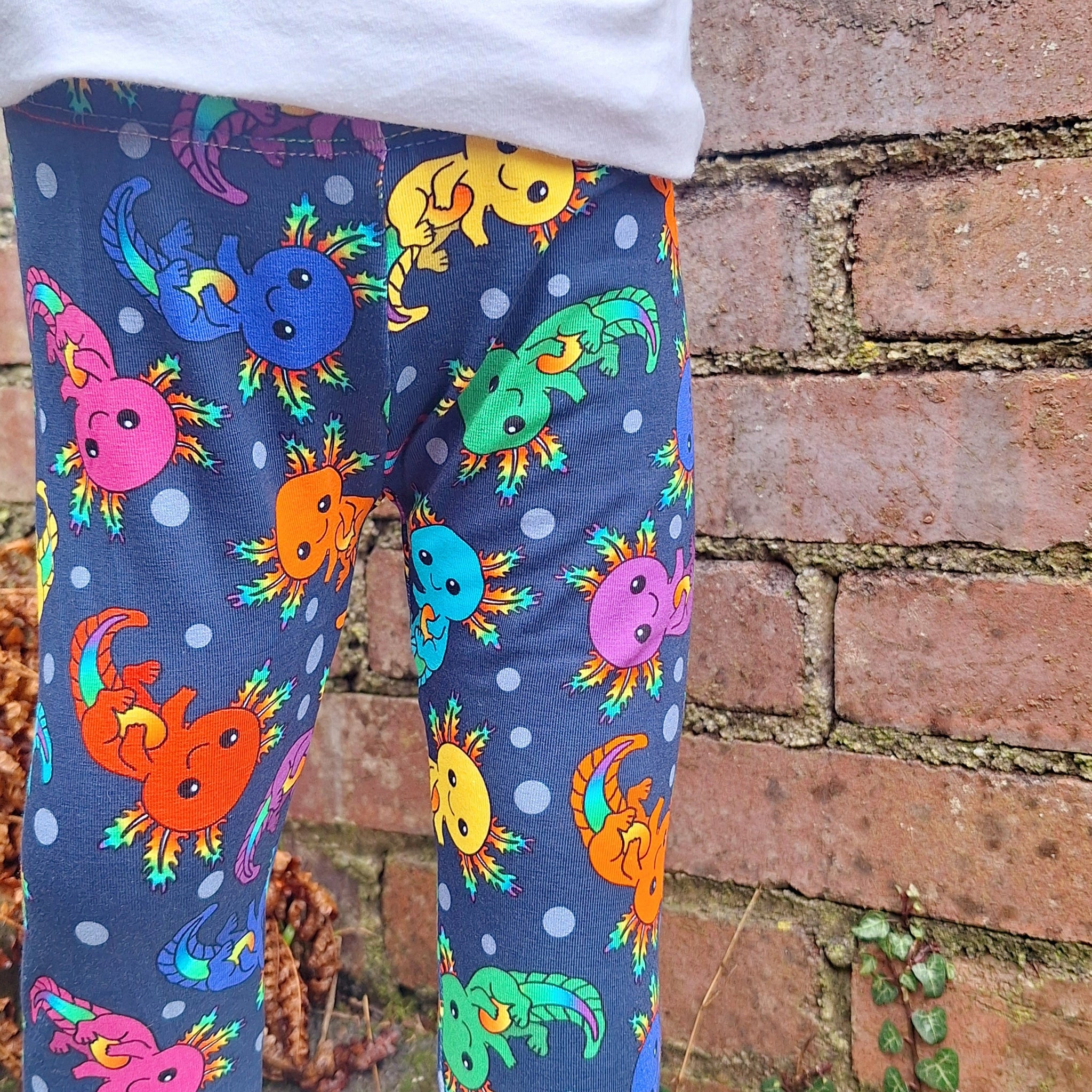 Rainbow Axolotl Cuffed Leggings