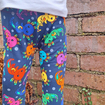 Rainbow Axolotl Cuffed Leggings