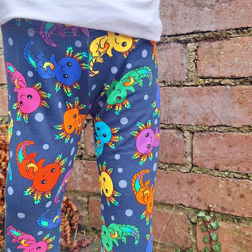 Rainbow Axolotl Cuffed Leggings
