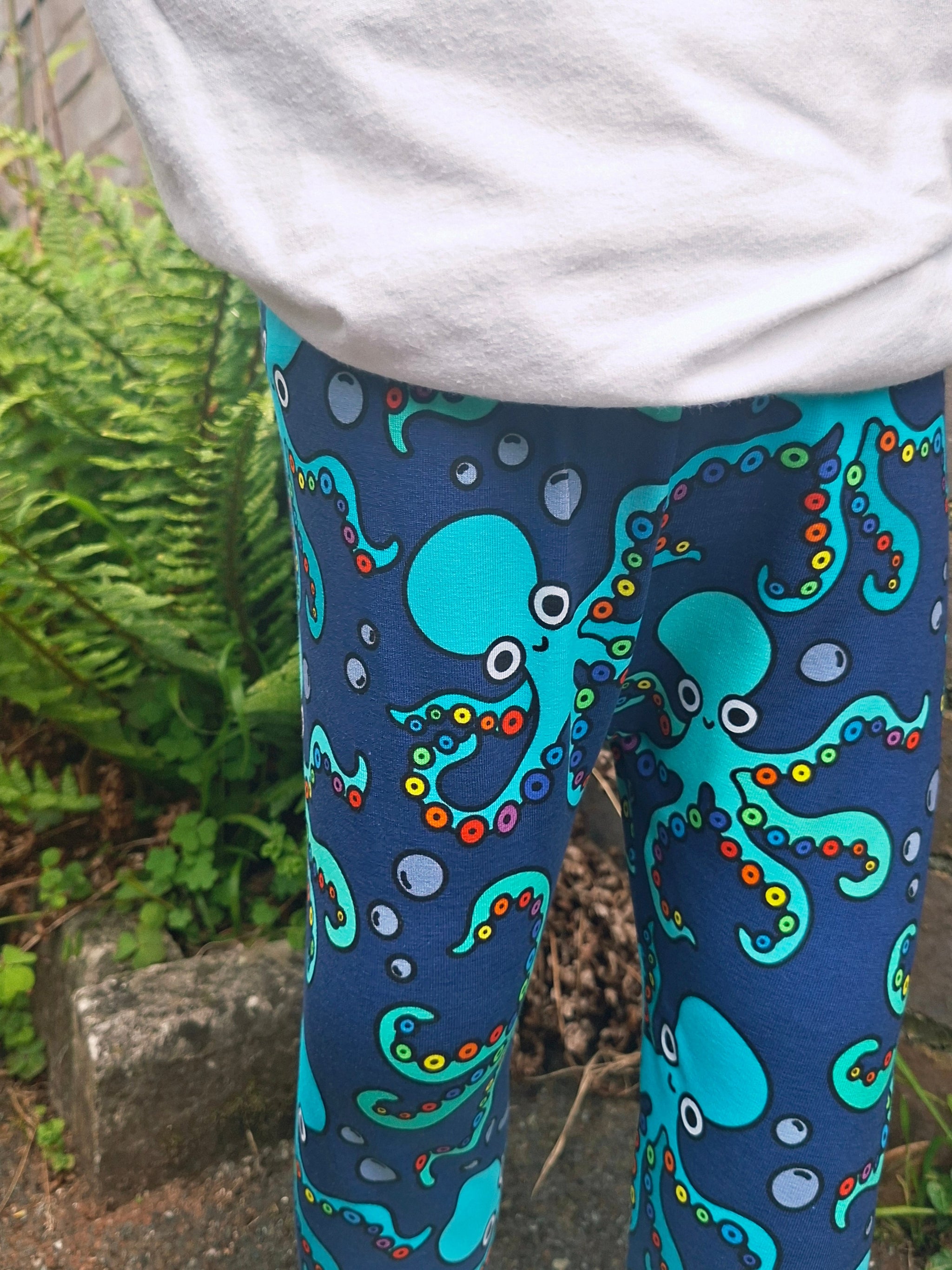 Kids' Octopus Print Cuffed Leggings