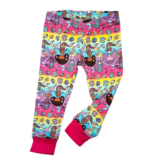 Mermaid Print Cuffed Leggings for Children