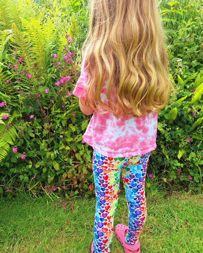 Rainbow Hearts Hemmed Leggings